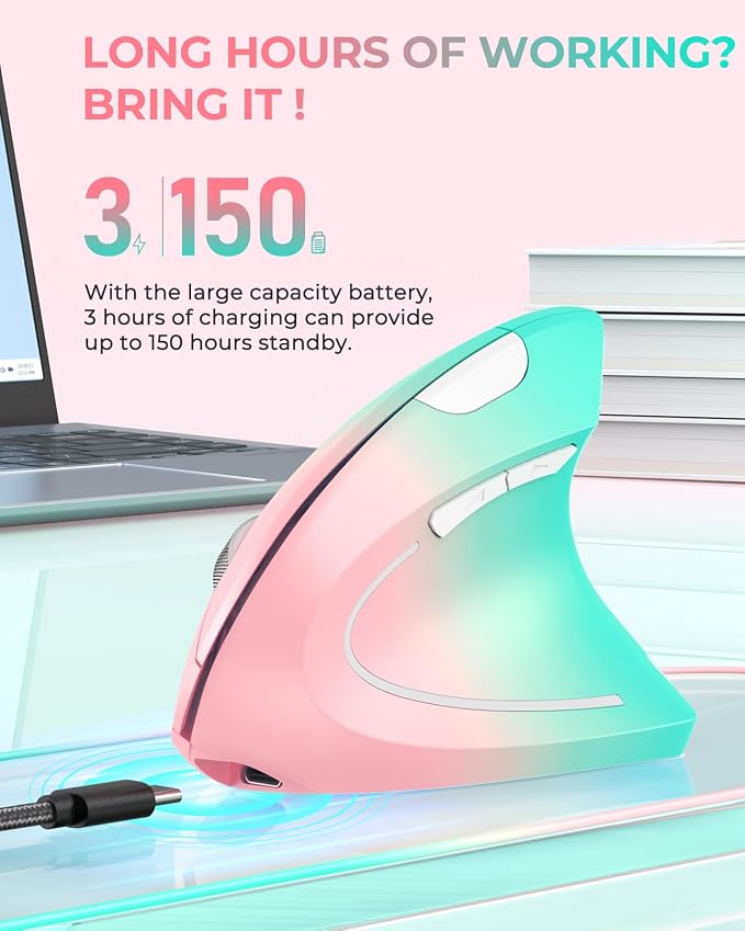 Lekvey Ergonomic Mouse, Vertical Wireless Mouse, Rechargeable 2.4G Optical - Image 4