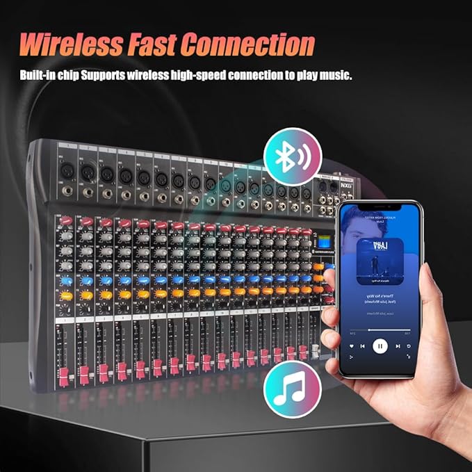 GX16 Professional 16 Channel Bluetooth Audio Mixing Console - Image 8