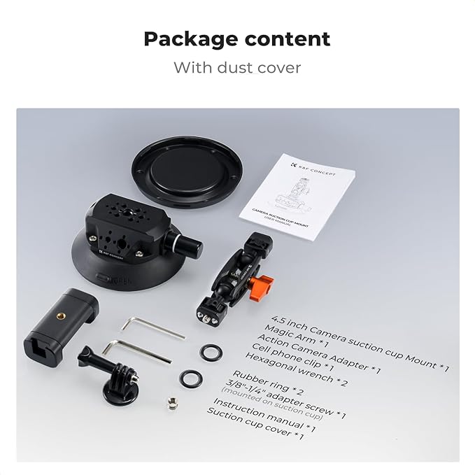 K&F CONCEPT 4.5" Suction Cup Camera Mount - Image 8