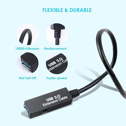 16.4FT USB 3.0 Extension Cable, USB Extension Cord A-Male to A-Female, - Image 5