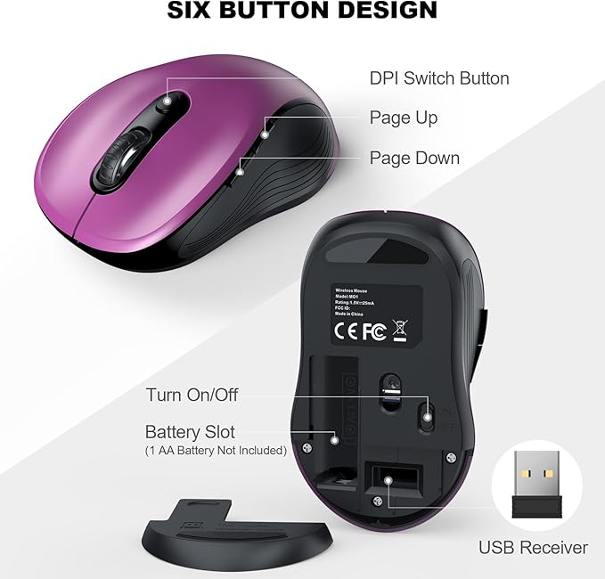 WisFox 2.4G Wireless Mouse for Laptop, Ergonomic Computer Mouse - Image 5