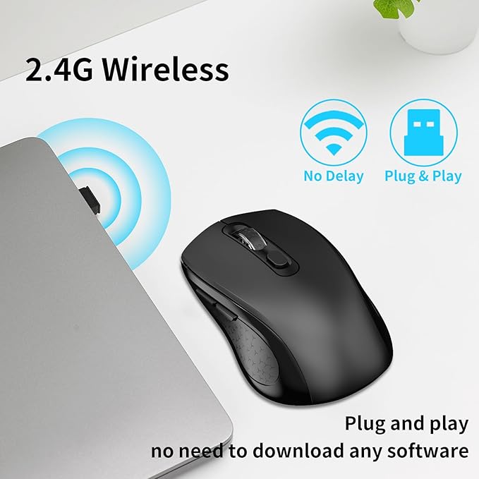 Wireless Mouse Ergonomic, Side Buttons Mouse, 2400 DPI, Silent and Anti Slip - Image 4