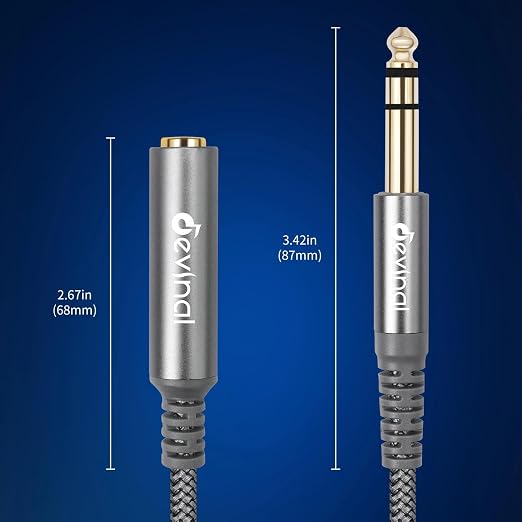 Devinal 1/4 inch Headphone Extension Cable, 6.35mm TRS Male to Female Stereo - Image 7