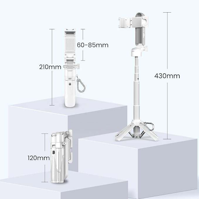Mini Selfie Stick with 2 Fill Lights, Portable Phone Tripod with Remote and - Image 7
