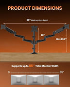 ErGear Triple Monitor Mount, Fully Adjustable Gaming 3 Monitor Desk Mount - Image 3