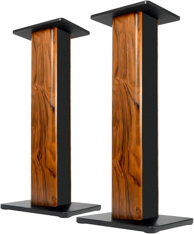 Speaker Stands Wood Grain 28 Inch Universal Floor Speaker Stands Pair Heavy by bimiti