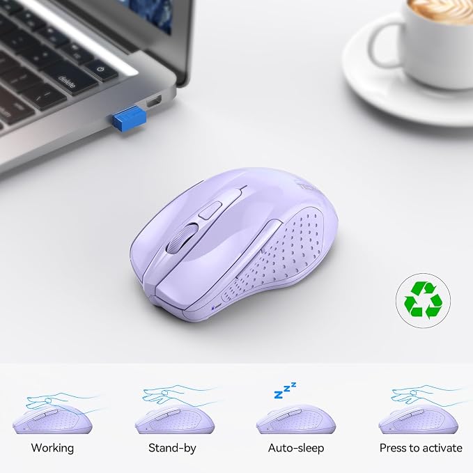 TECKNET Wireless Mouse Silent 4800 DPI Computer USB A & Bluetooth Mouse 6 - Image 8