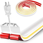 10ft Large White Floor Cord Cover, Self-2" x 0.6", Cable Cavity:0.8" x 0.4" by CHUDENG