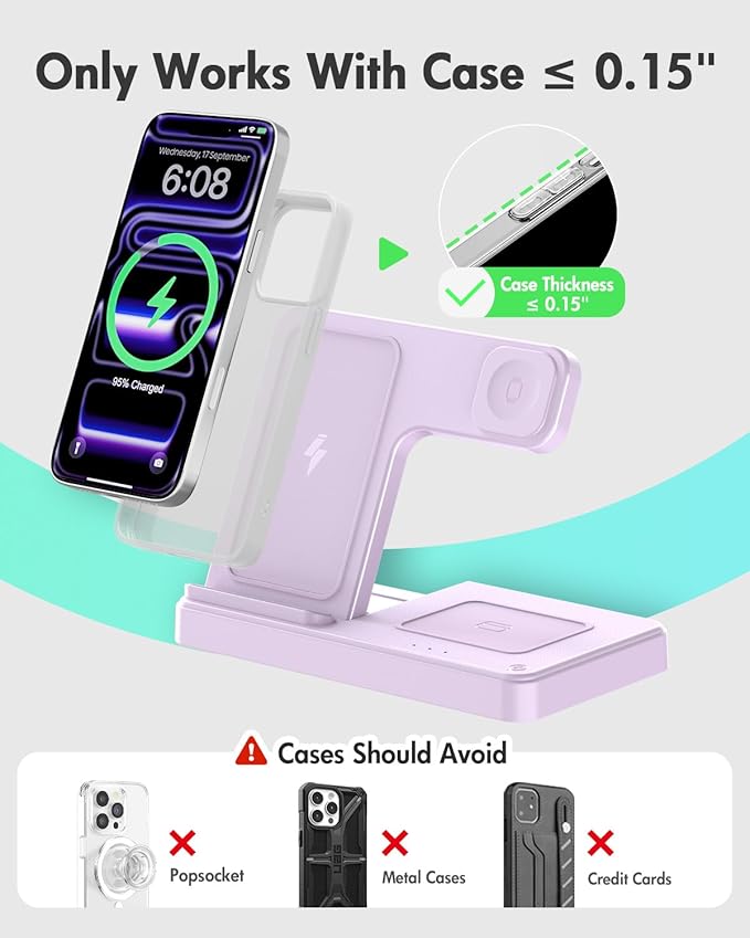 Wireless Charger Stand Charging Station: 3 in 1 Charger Multiple Devices - Image 3