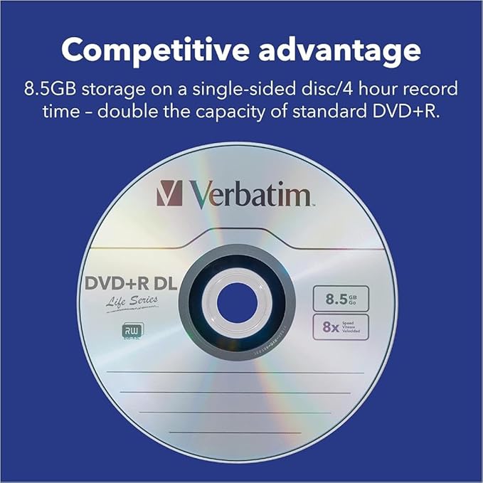 Verbatim DVD+R DL Double Layer 8.5GB 8X Life Series White Inkjet Hub Printable - Image 3