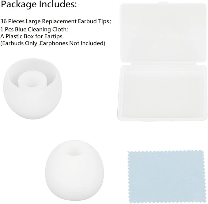 36 Pieces Large Earbud Tips Soft and Comfortable Silicone Earbud Tips Ear Bud - Image 6