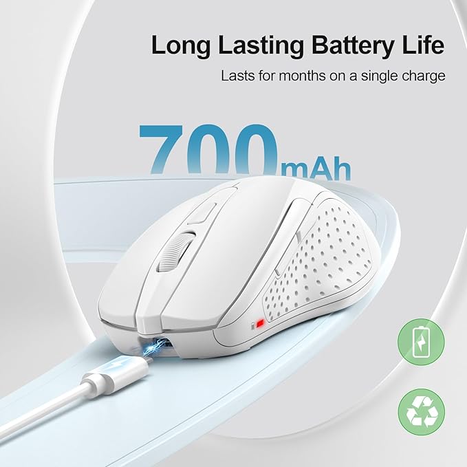 TECKNET Wireless Mouse Rechargeable 4800 DPI Silent USB A & Bluetooth Mouse 6 - Image 3
