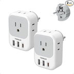 TESSAN 2 Pack Type E F Plug Adapter, Germany France Power Travel Adaptor by TESSAN