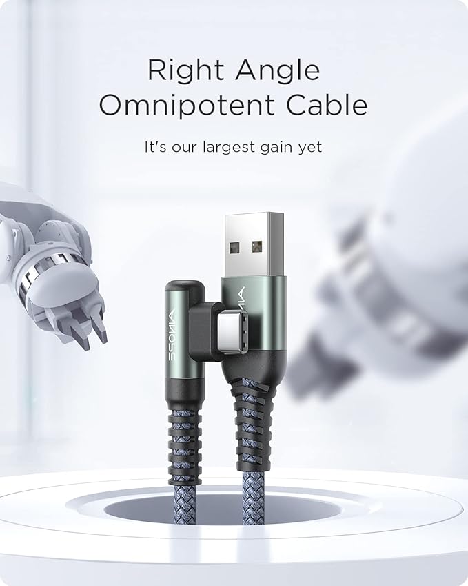 AINOPE 3.3FT USB C Cable 3.1A Fast Charge, Right Angle USBC Charge Cable - Image 2