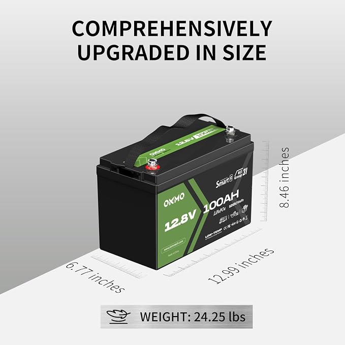 OKMO 12V 100Ah LiFePO4 Battery, Lithium Battery 100A BMS, 10 Years Lifetime - Image 7