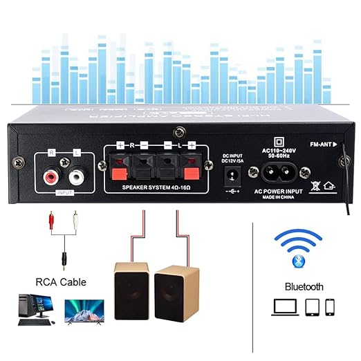 AK35 Stereo Amplifier Home Audio Bluetooth 5.0 Max 200W 2.0 Channel Mini - Image 5