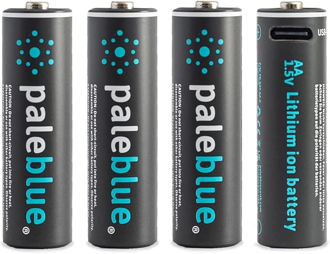 USB Rechargeable AA Batteries by Pale Blue, Lithium Ion 1.5v 1700 mAh, Charges by paleblue