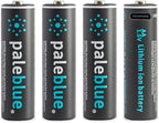 USB Rechargeable AA Batteries by Pale Blue, Lithium Ion 1.5v 1700 mAh, Charges by paleblue