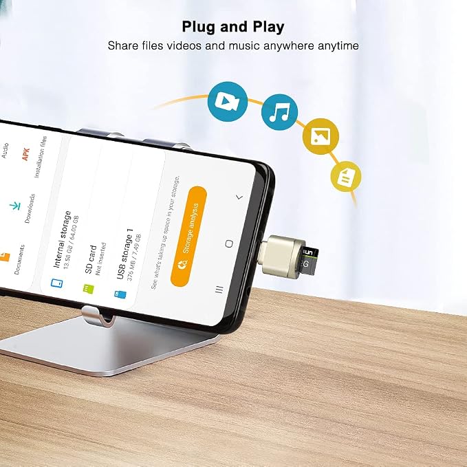 USB C Micro SD Card Reader, BorlterClamp Type C OTG TF Memory Card Reader - Image 3