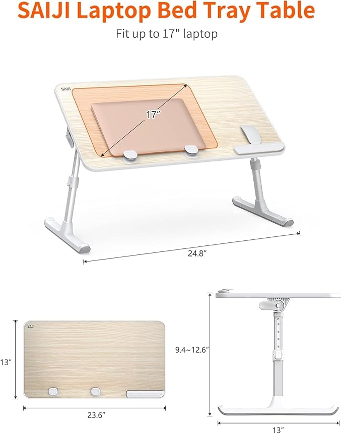 Laptop Desk for Bed, SAIJI Lap Desks Bed Trays for Eating Writing, Adjustable - Image 8