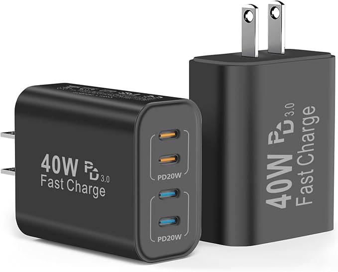 40W USB C Charger Block, 4 USBC Ports, Type C Wall Plug USB-C Fast Charging by TTC