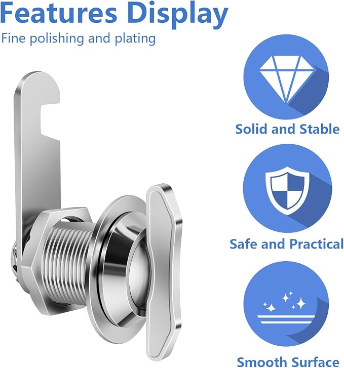 Thumb Operated Offset Cam Lock, 5/8" Cylinder Fits on 3/8" Max Door Thickness - Image 3