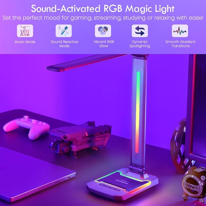 WILIT Gaming Desk Lamp, Music Sync Color Changing Rhythm Light - Image 2