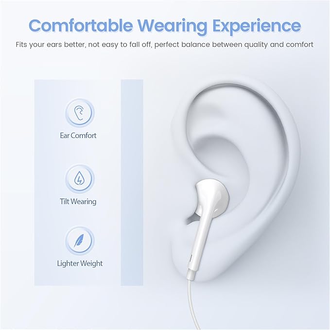 2 Pack USB C Headphones for iPhone 17, Type C Earbuds Wired Earbuds - Image 4