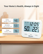Wisebee Digital Indoor Hygrometer Thermometer, 2.9" Backlit Temperature - Image 2