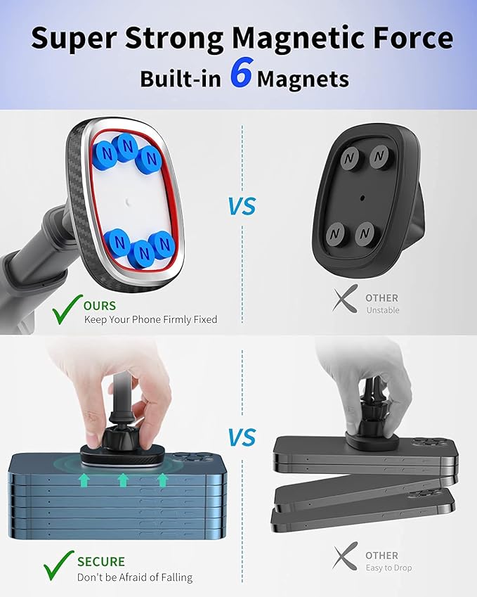 APPS2Car Magnetic Phone Mount, Dashboard Windshield Suction Cup Car Phone - Image 4