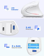 TECKNET Ergonomic Mouse, 4800 DPI Wireless Vertical Mouse - Image 7