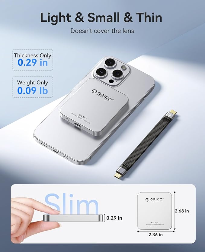 ORICO 2TB Magnetic External SSD, Aluminum Alloy, 4K 120Hz ProRes HDR Record and - Image 6