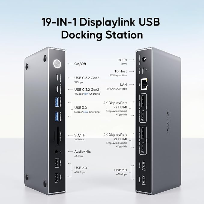 Displaylink Docking Station, USB C DisplayLink Dock Dual Displays - Image 2