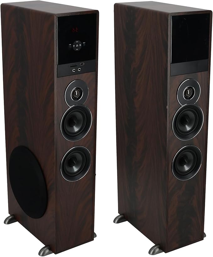 Rockville TM80D Powered Home Theater Tower Speaker System, Dark Wood, USB/SD by Rockville