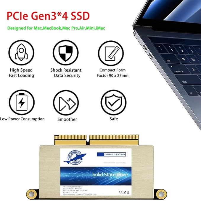 Dogfish 2TB SSD for MacBook Pro A1708, NVMe PCIe M.2 Internal Solid State Drive - Image 2