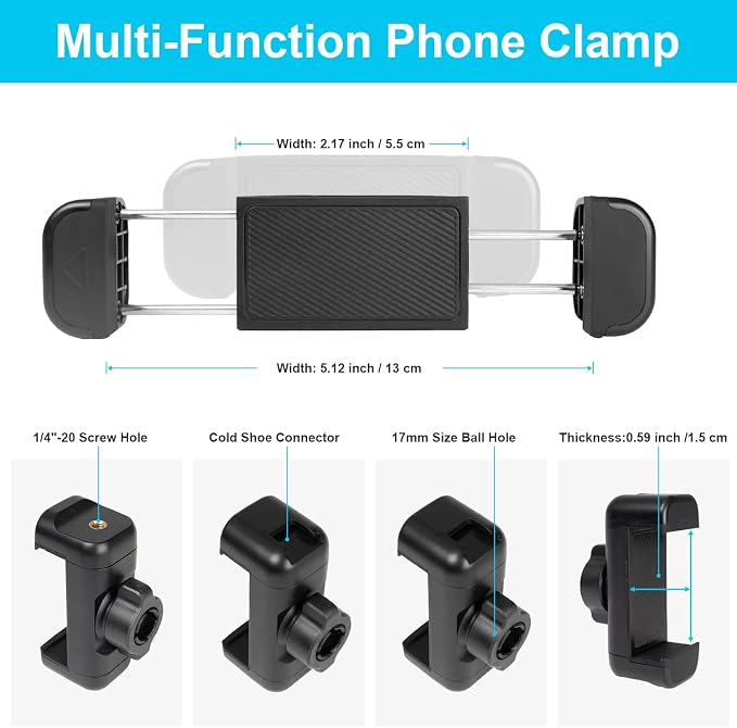 Gooseneck Phone Holder Jaws Flex Clamp Clip Mount, 11.8" Long Gooseneck Arm - Image 7