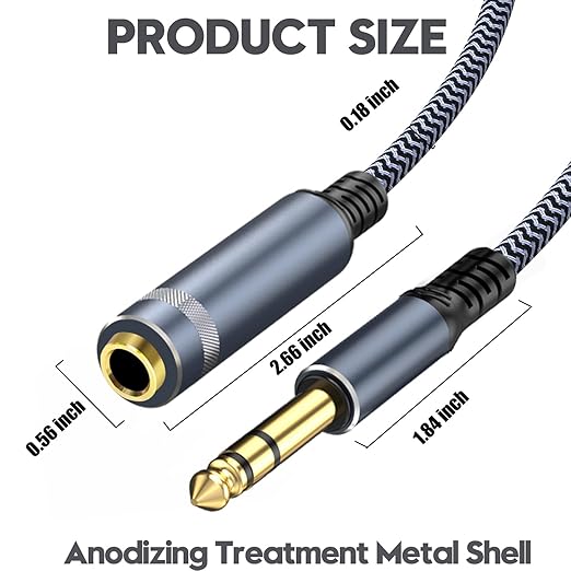 1/4 inch Extension Cable 1.5ft, 1/4" inch Male to Female Stereo Headphone - Image 7