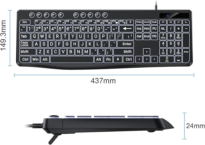 OMOTON Large Print Backlit Keyboard - Image 9