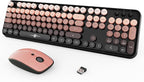 Wireless Keyboard and Mouse Combo, 104 Round Keys Cute Colorful Keyboard and by TT-FOPETT