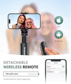 Sensyne 68" Phone Tripod & Selfie Stick, Lightweight All in One Phone Tripod - Image 3