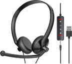 USB Headset with Microphone for PC Laptop by FEABASK