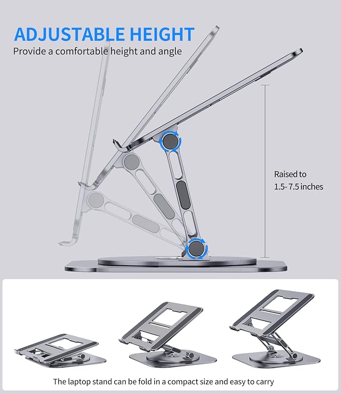 Adjustable Laptop Stand with 360 Rotating Base, Stable Computer Stand - Image 4