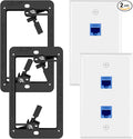 VCE 2-Port Ethernet Wall Plate, CAT6 Wall Plate and Jack, RJ45 Keystone Wall by VCE