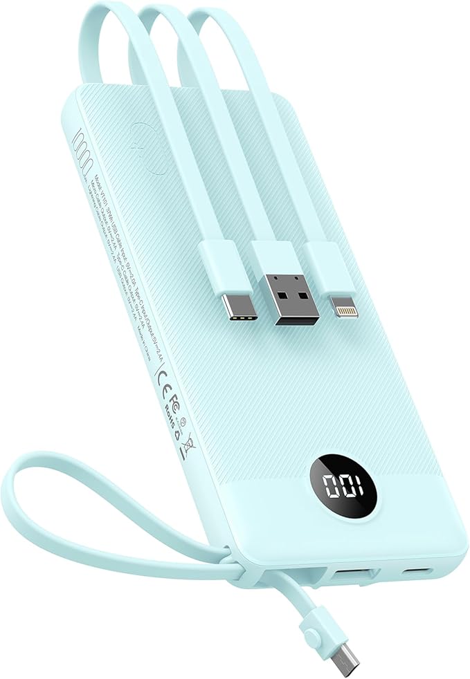 VEEKTOMX Portable Charger with Built-in Cables 10000mAh Power Bank by VEEKTOMX