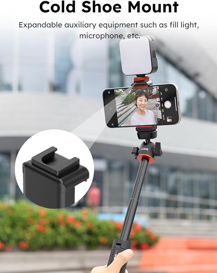 VRIG Phone Tripod Mount with Cold Shoe Adapter, Phone Holder Clip Connector - Image 3