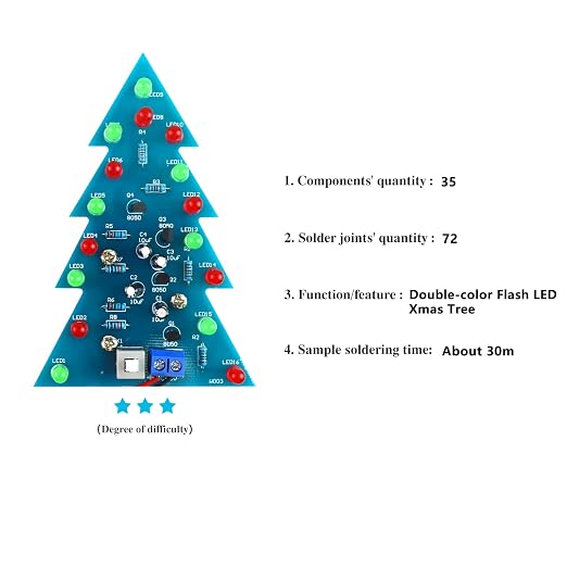 Soldering Practice Kit DIY Mini 2-Color Xmas Tree Plug-in Circuit Kit Learn - Image 2