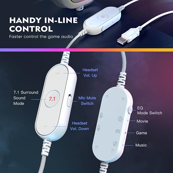 FIFINE USB Gaming Headset, PC Headphones Wired - Image 3