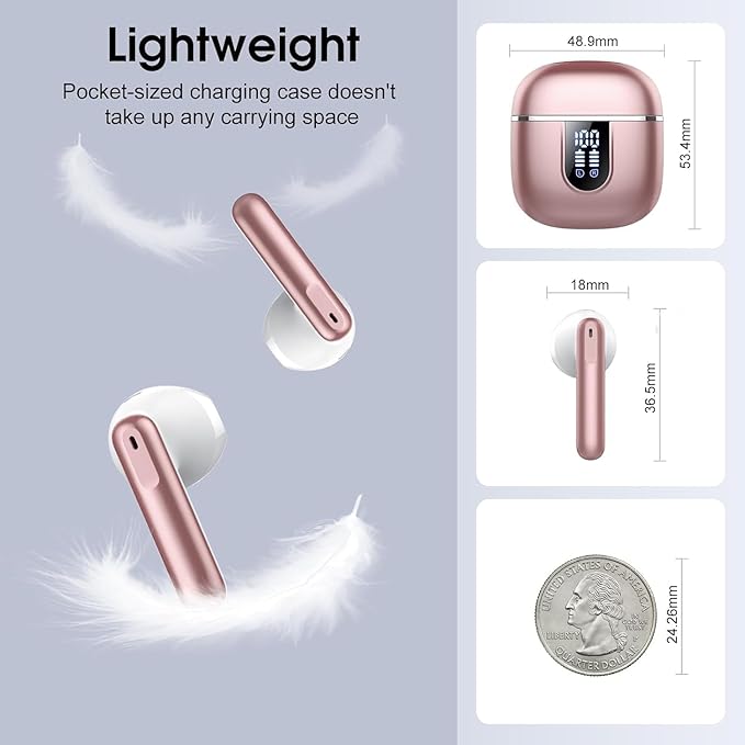 Wireless Earbuds, 40H Ultralight in-Ear Buds, IP7 Waterproof Earphones - Image 6