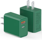 2Pack 20W Type C Charger, Dual Port USB C Wall Plug 20W PD & QC3.0 USB A Fast by LCGENS
