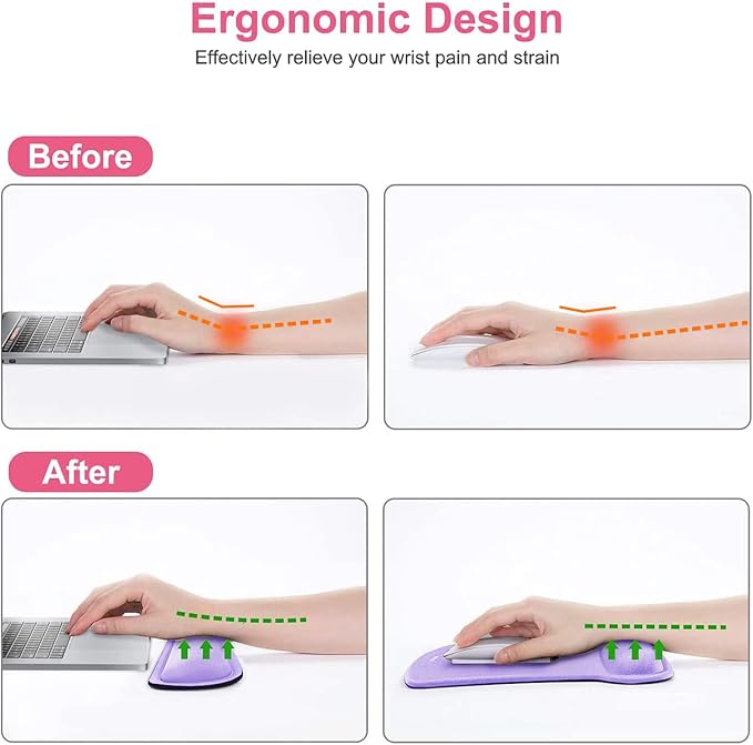 MOSISO Wrist Rest Support for Mouse Pad & Keyboard Set, Ergonomic Mousepad - Image 3